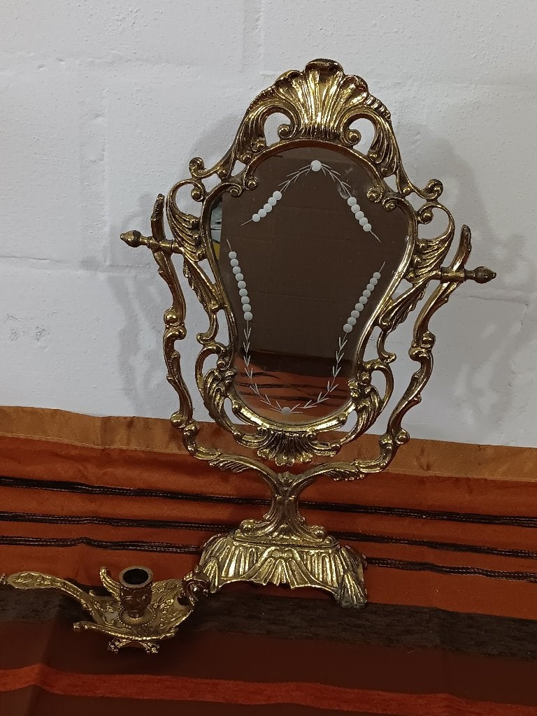 miroir psyché ancien en bronze magnifique, Maison & Meubles, Enlèvement ou Envoi, Moins de 100 cm, Comme neuf, Rectangulaire