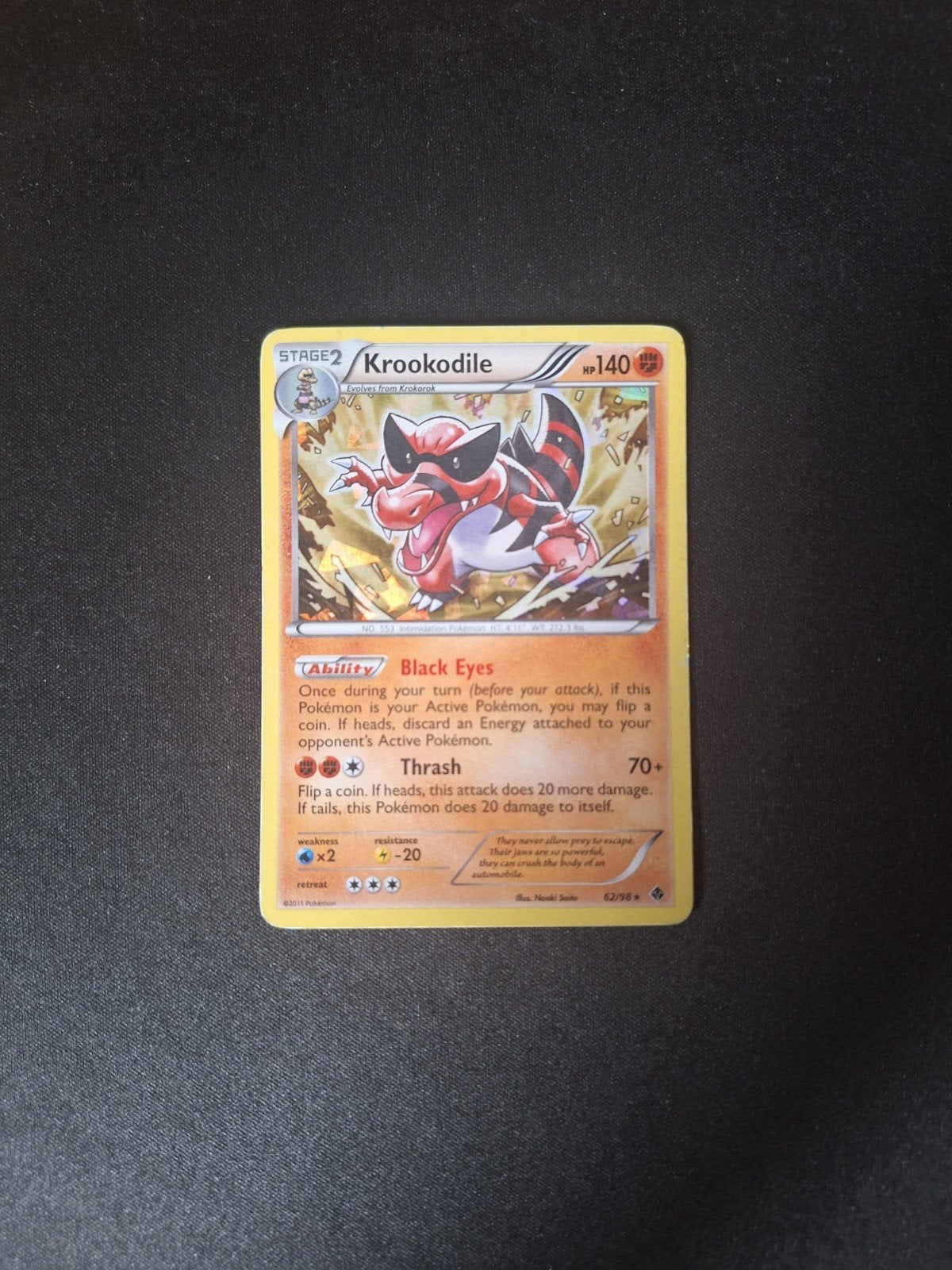 Krookodile 62/98 Cracked Ice Holo - Pokémon Emerging Powers, Enlèvement, Comme neuf, Cartes en vrac, Foil