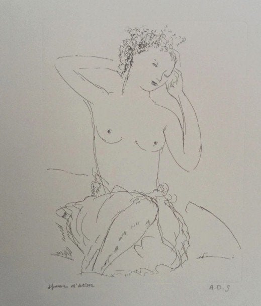 André Dunoyer de Segonzac. Nue se coiffant. Érotisme années, Antiquités & Art