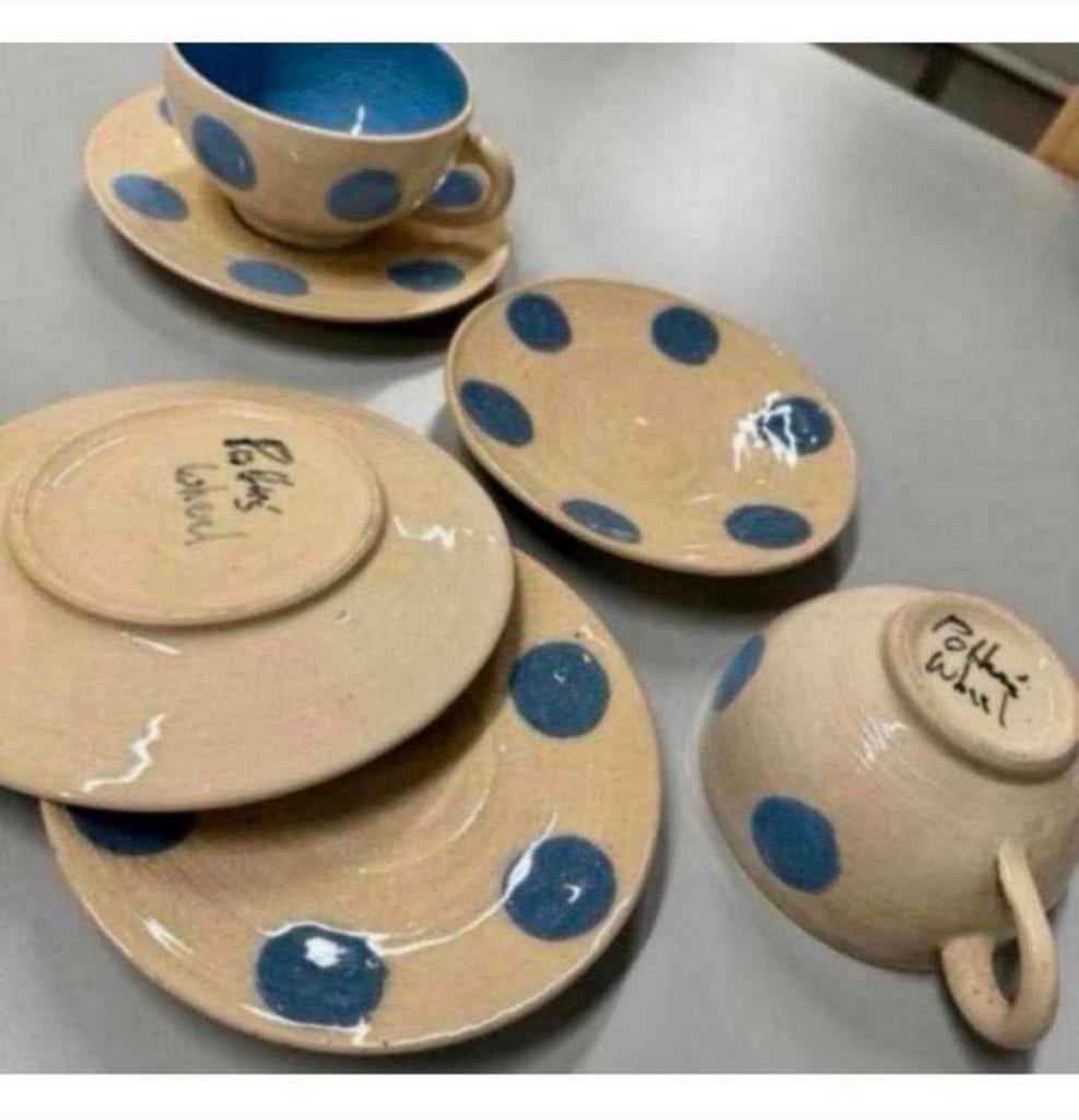 Ensemble vaisselle Uk Wheel Tasses soucoupes poterie vintage, Enlèvement ou Envoi