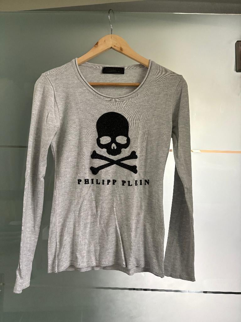 Grijze trui met doodshoofd, Ophalen of Verzenden, Zo goed als nieuw, Philipp Plein, Grijs
