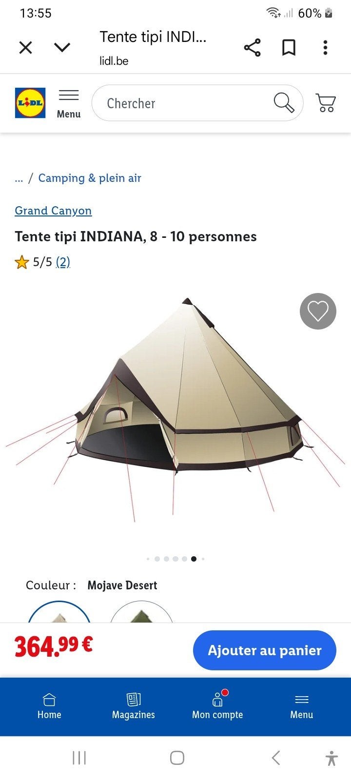 Tente Grand Canyon Indiana 8, Caravanes & Camping, Enlèvement, Comme neuf, Plus de 6
