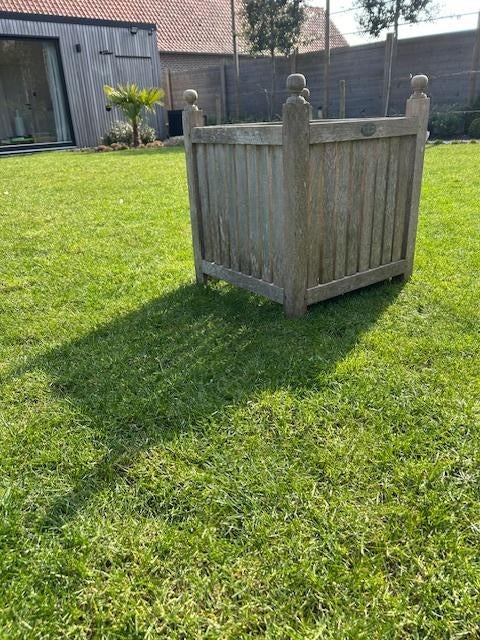 prachtige bloembak in teak, Tuin en Terras, Ophalen, Gebruikt, Minder dan 60 cm, Balkon