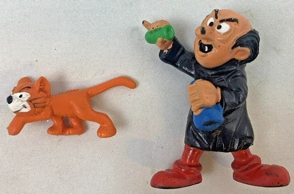 Smurfen Schleich Gargamel & Azrael Figuren 1982 W. Germany, Verzamelen, Verzenden, Zo goed als nieuw, Gargamel, Poppetje, Figuurtje of Knuffel