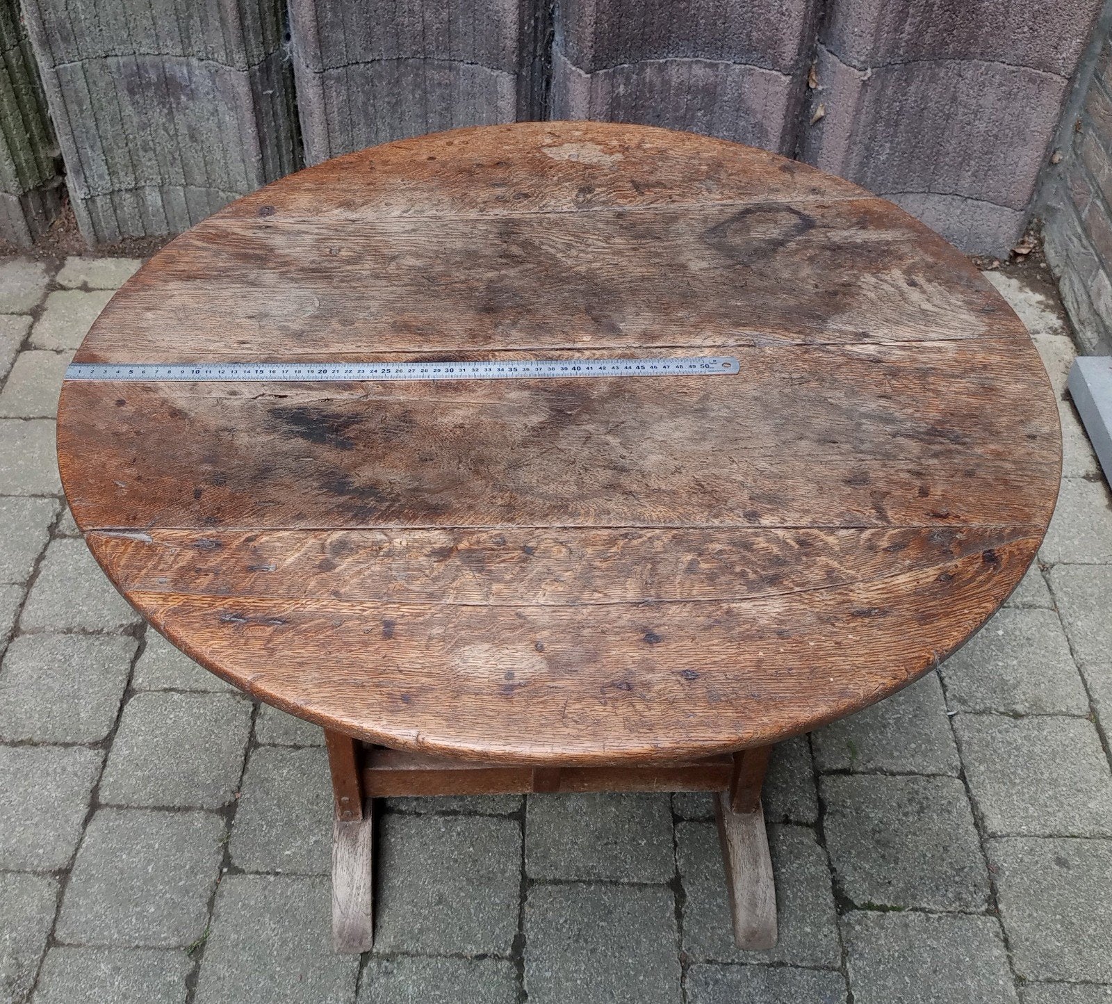 Opvouwbare ronde houten tafel, Huis en Inrichting, Tafels | Eettafels, Ophalen, Gebruikt, 50 tot 100 cm, Vier personen