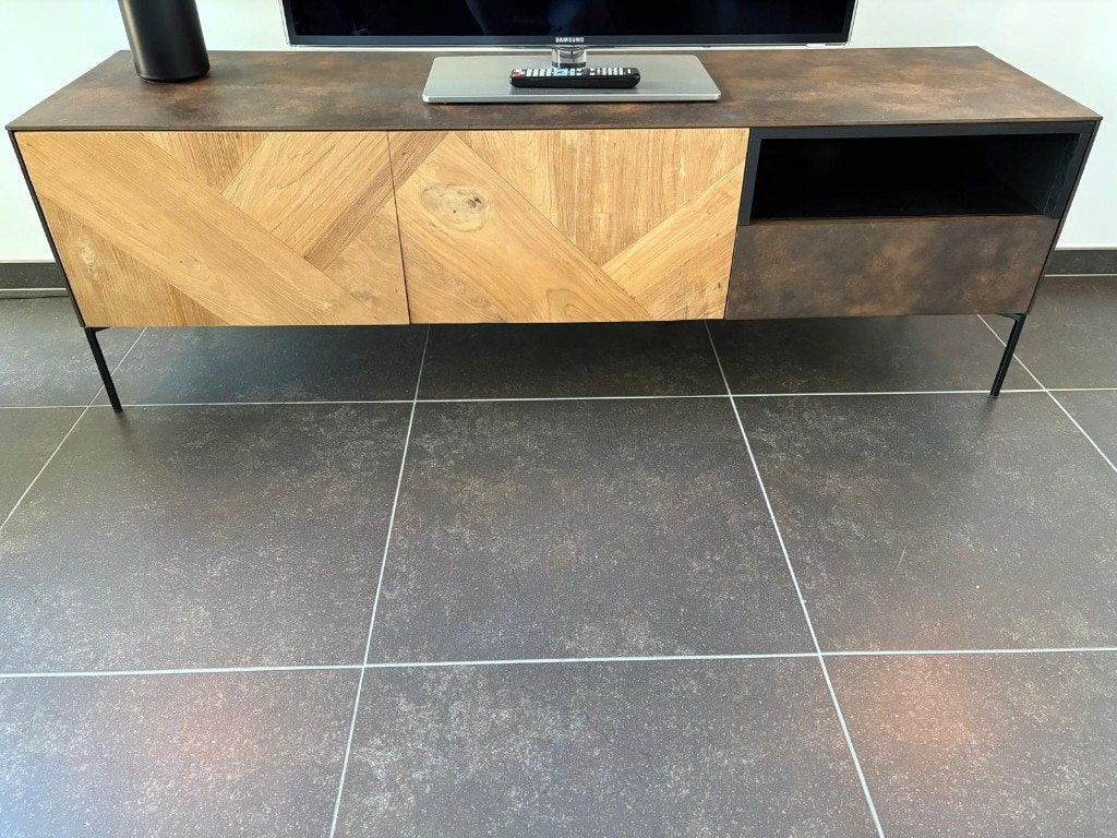 Meuble TV, Maison & Meubles, Teck, 25 à 50 cm, Moins de 100 cm, Comme neuf