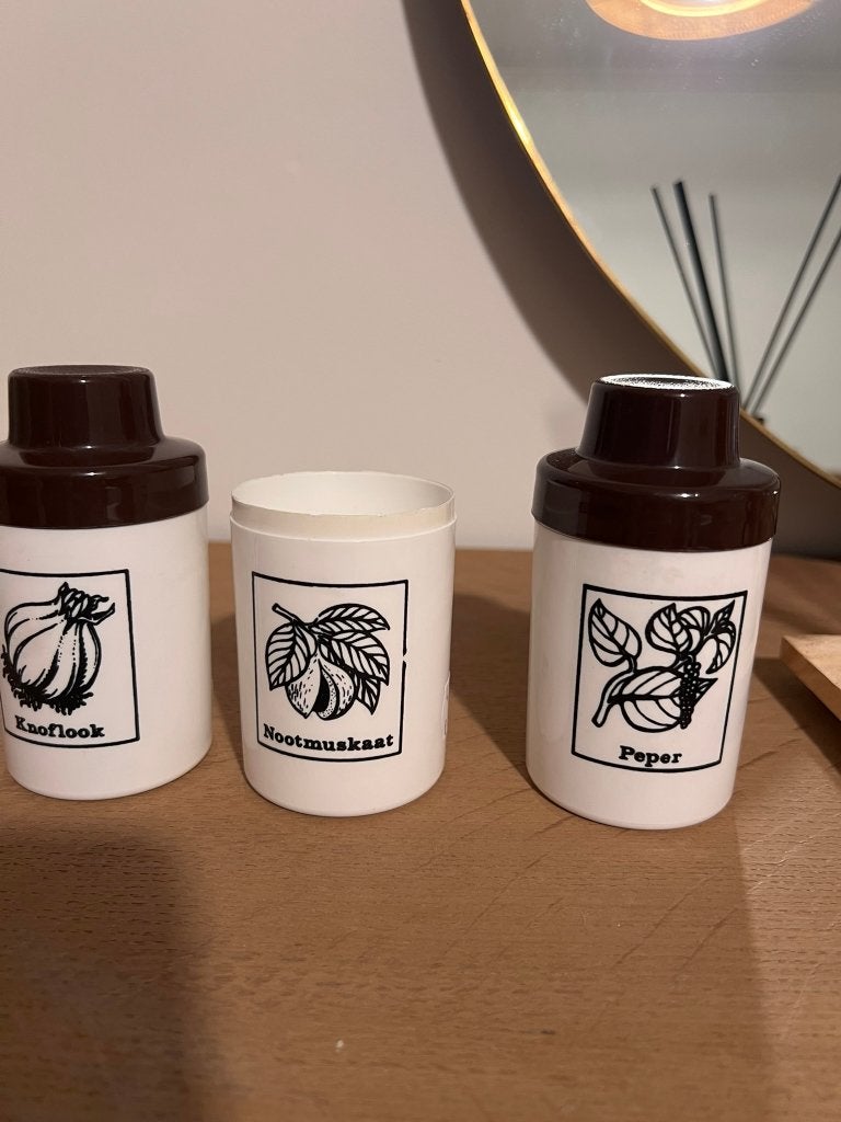 set van 3 vintage voorraadpotten, plastic made in G.D.R., Ophalen of Verzenden, Huis en Inrichting