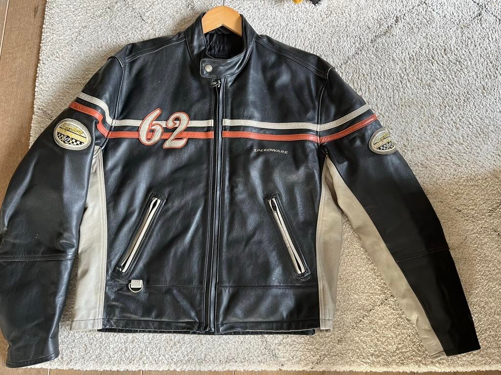 Blouson de moto en cuir vintage XL, Enlèvement, Comme neuf
