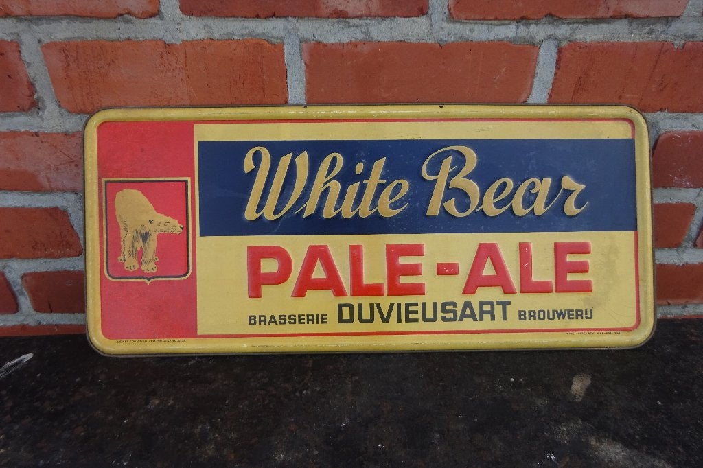 Brasserie Duvieusart White bear Pale-Ale de 1947, Enlèvement, Utilisé, Panneau publicitaire