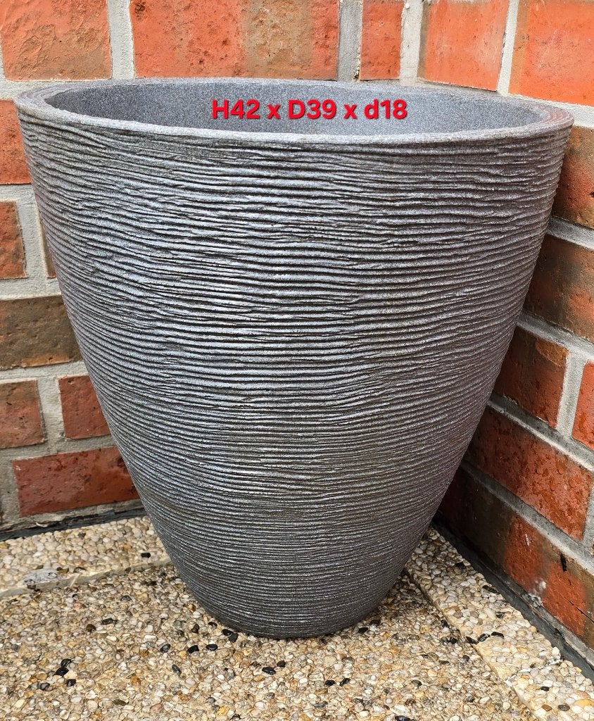 Grand pot de jardin/pot de fleurs en plastique - Gris -, Jardin & Terrasse, 40 à 70 cm, 25 à 40 cm, Rond, Comme neuf