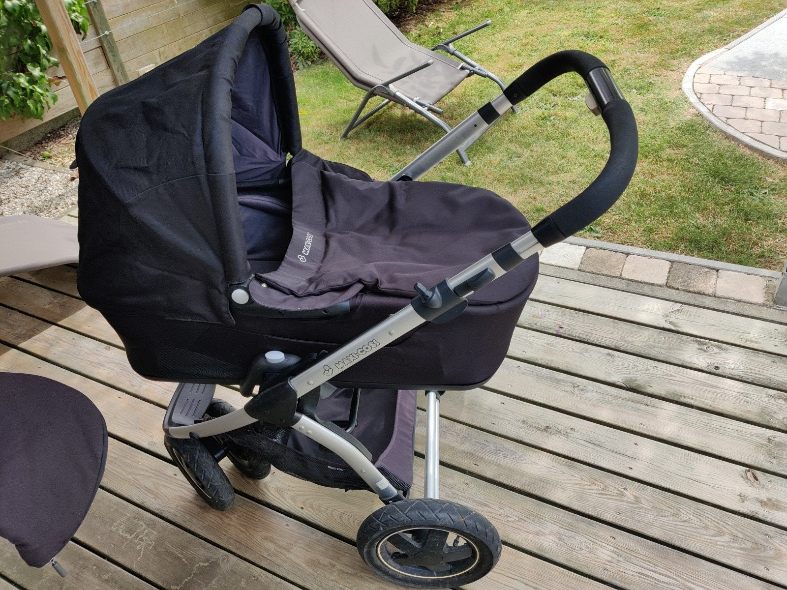 3 in 1 Maxi cosi Mura 3 zwart buggy, draagmand en autostoel, Ophalen, Gebruikt, Verstelbare duwstang, Combiwagen