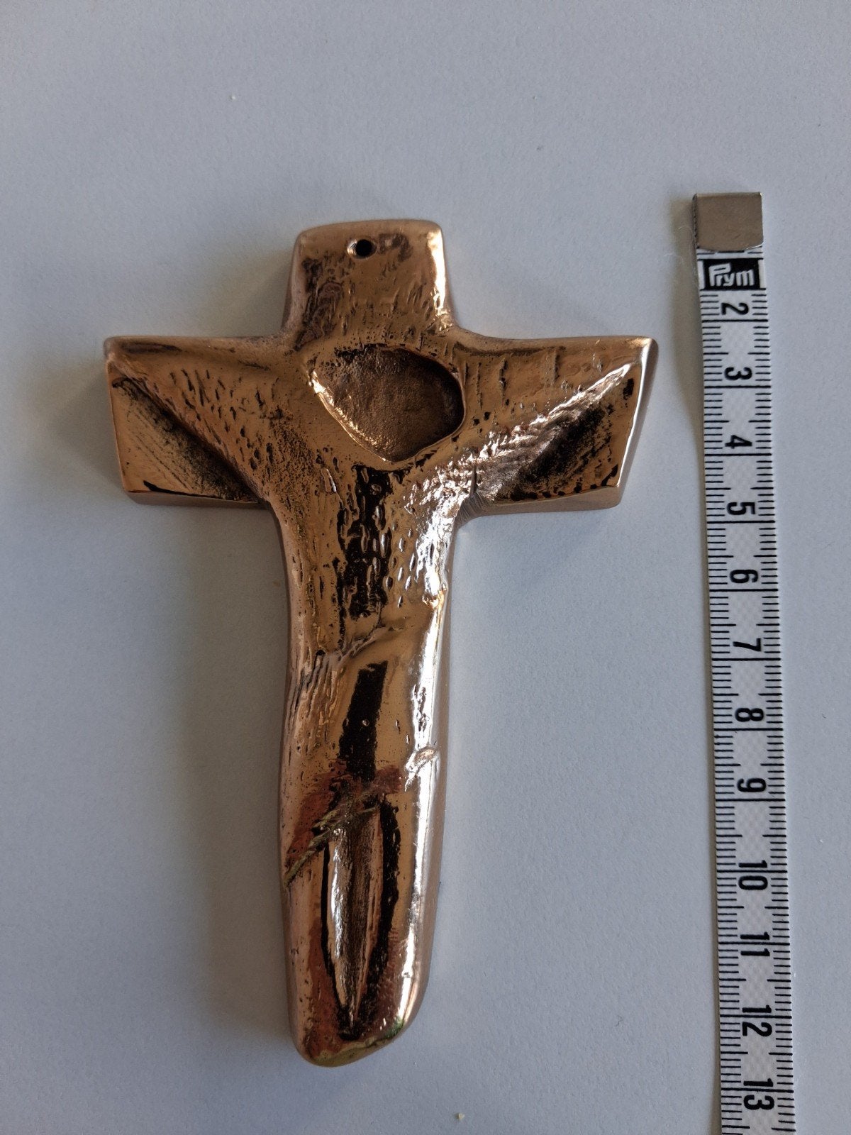gestileerd bronzen kruisbeeld, crucifix Bruno Eeckman, Enlèvement ou Envoi
