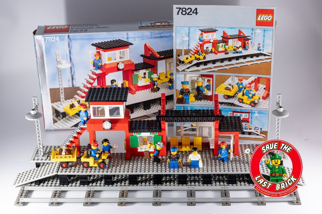 LEGO 7824 Railway Station (1983) - complet + boîte, Instructions incluses, Lego, Ensemble complet, Utilisé