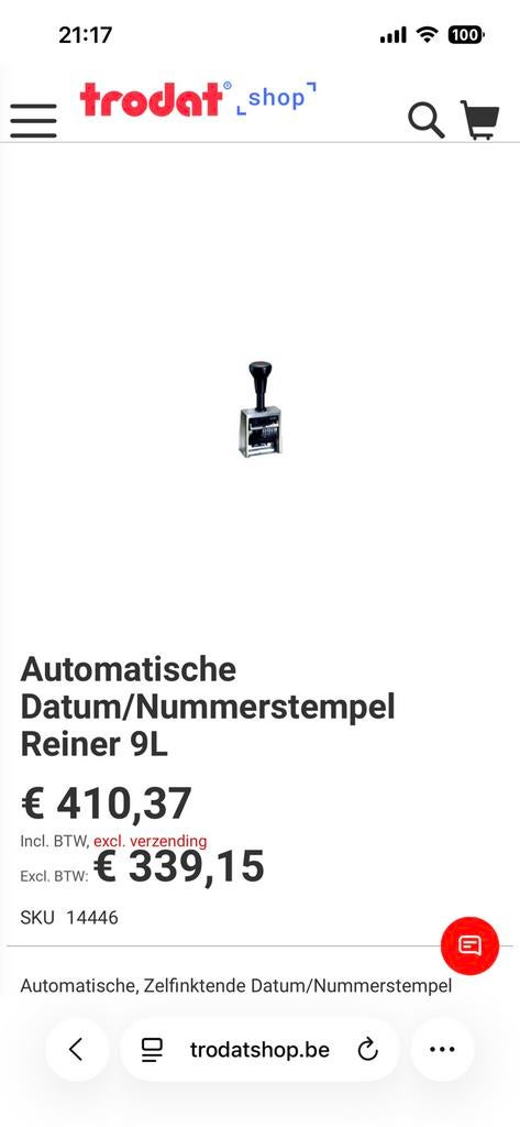 Tampon date/numéro Reiner 9L, Divers, Accessoires de bureau, Enlèvement ou Envoi