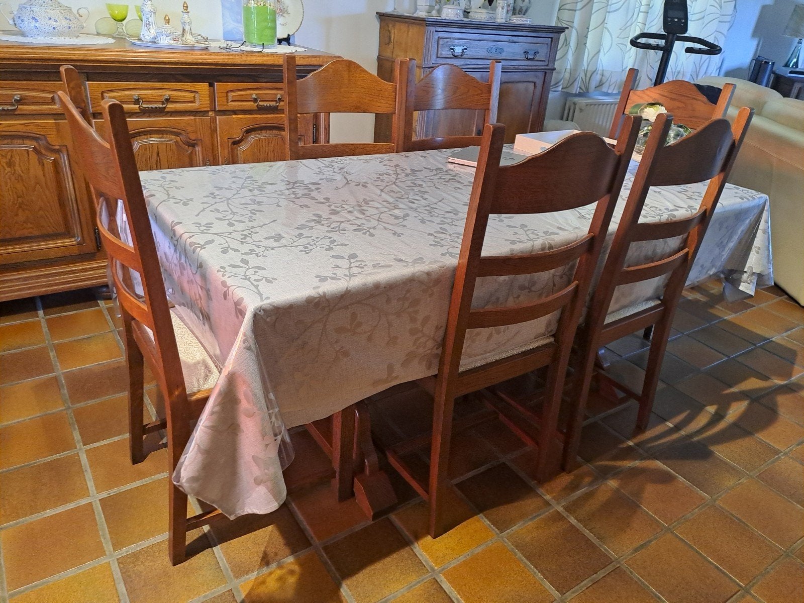 Table living et 6 chaises, Ophalen, Eikenhout