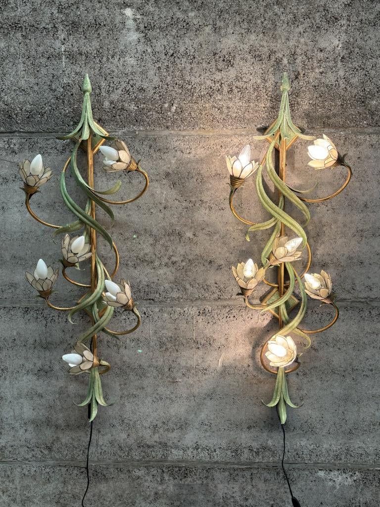 Banci Firenze lamp mother of pearl Italiaans design jaren 60, Huis en Inrichting, Ophalen, Zo goed als nieuw, Glas, Design