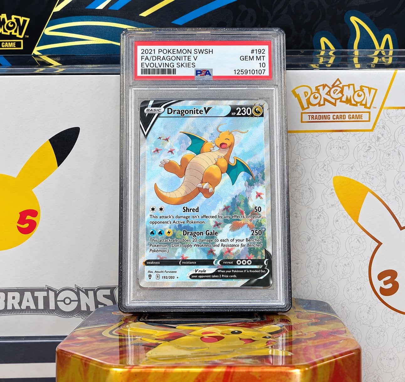 Dragonite V 192 - PSA 10, Enlèvement ou Envoi, Neuf, Cartes en vrac, Foil