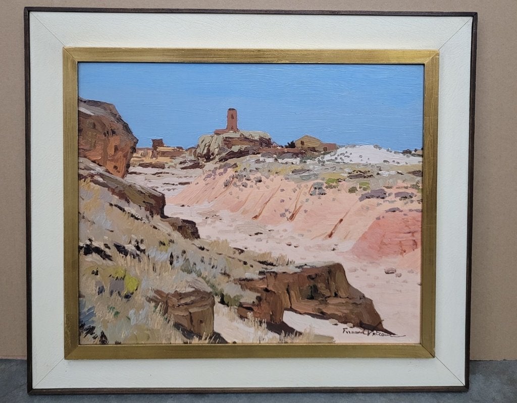 Fernand VETCOUR, toren boven de rode heuvels, Enlèvement ou Envoi, Panneau, Paysage, Signé