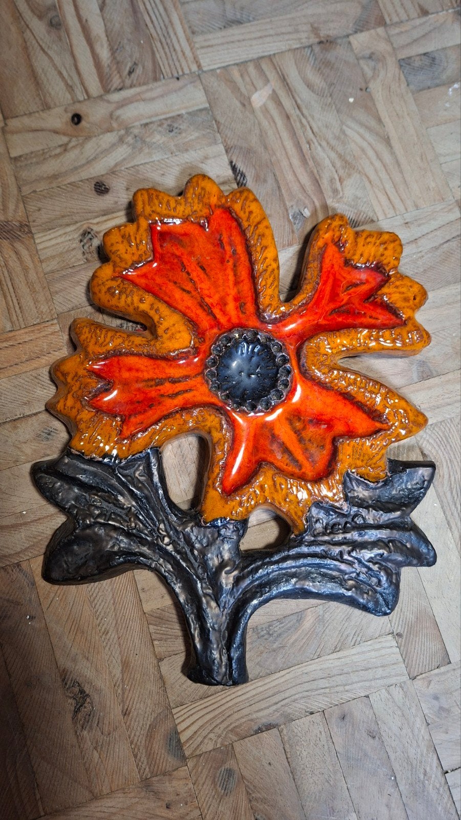 sculpture murale florale en céramique (style pérignem), Antiquités & Art, Enlèvement