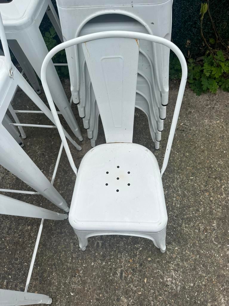Witte metalen terrasstoelen – set van 6 – horeca of thuis, Enlèvement, Utilisé