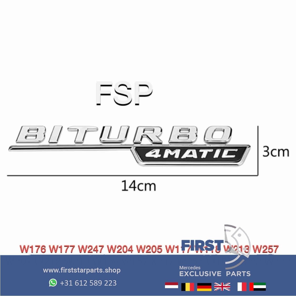AMG BI TURBO EMBLEEM LOGO A B C CLA CLS E GLA Klasse AMG / 4, Gebruikt, -, Voor, Ophalen of Verzenden