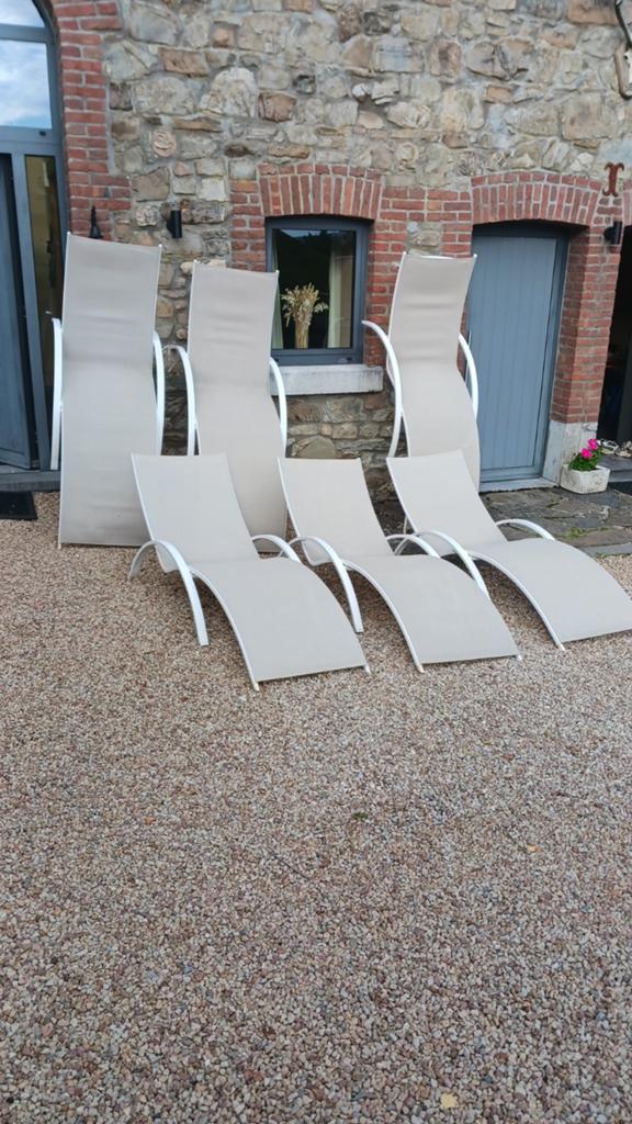 Lot de 6 transats de piscine beige, Enlèvement