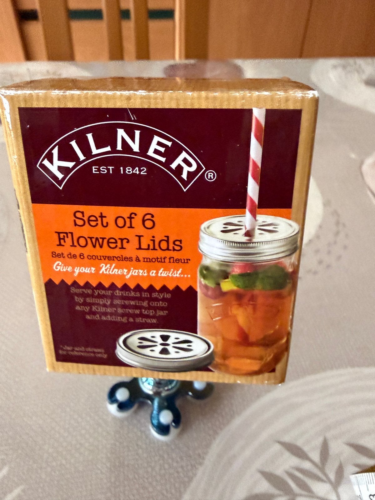 Lot de 6 couvercles Kilner à motif fleurs pour bocaux/verres, Maison & Meubles, Enlèvement ou Envoi