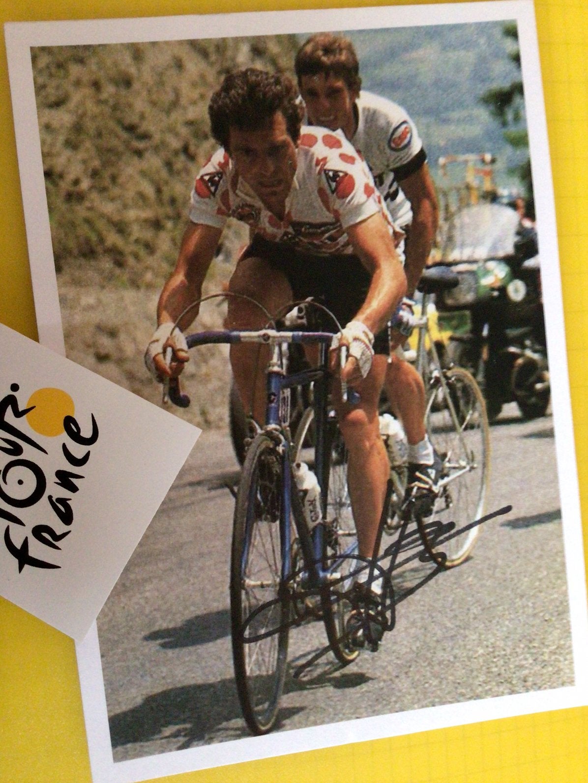 Wielerkaart tour de france bernard hinault signe, Verzenden