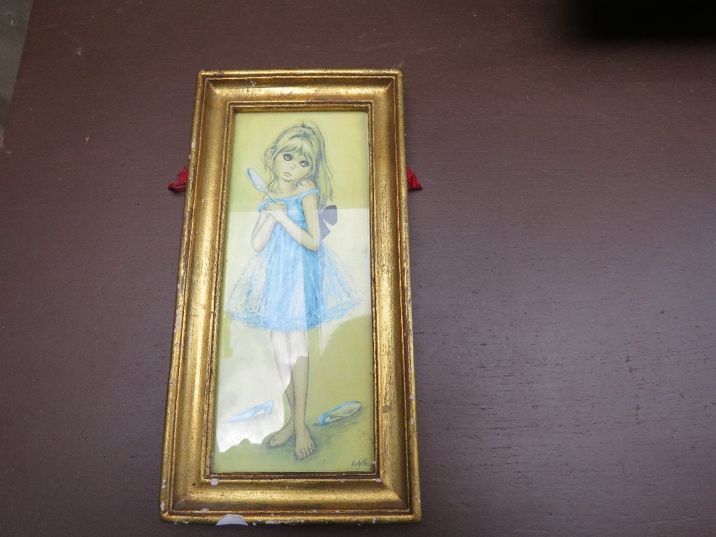 Vintage kader Idylle Falconi Big eyes girl, Antiek en Kunst, Ophalen of Verzenden