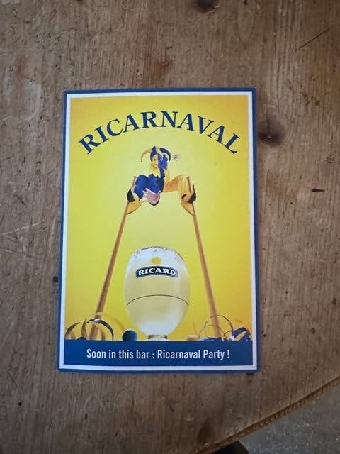postkaart carte postale ricarnaval Ricard, Ophalen of Verzenden, 1980 tot heden, Ongelopen, Overige thema's