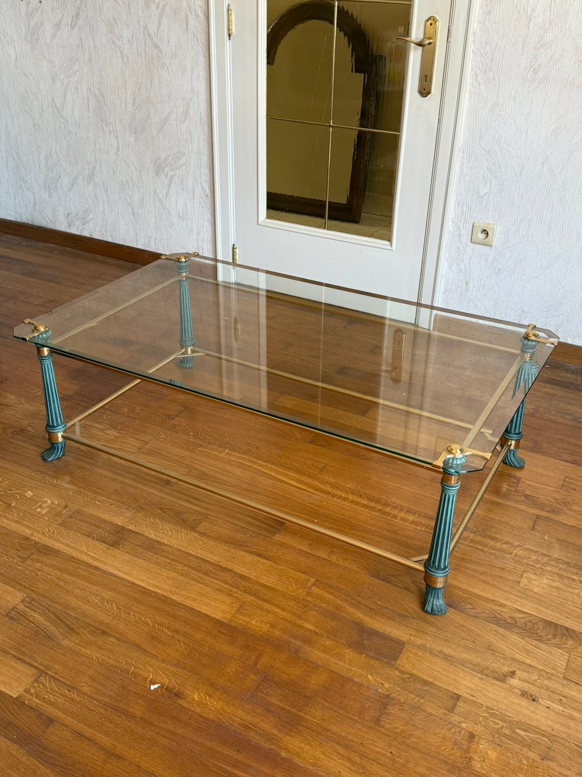 Glazen salontafel, Ophalen, Gebruikt, 100 tot 150 cm, Klassiek