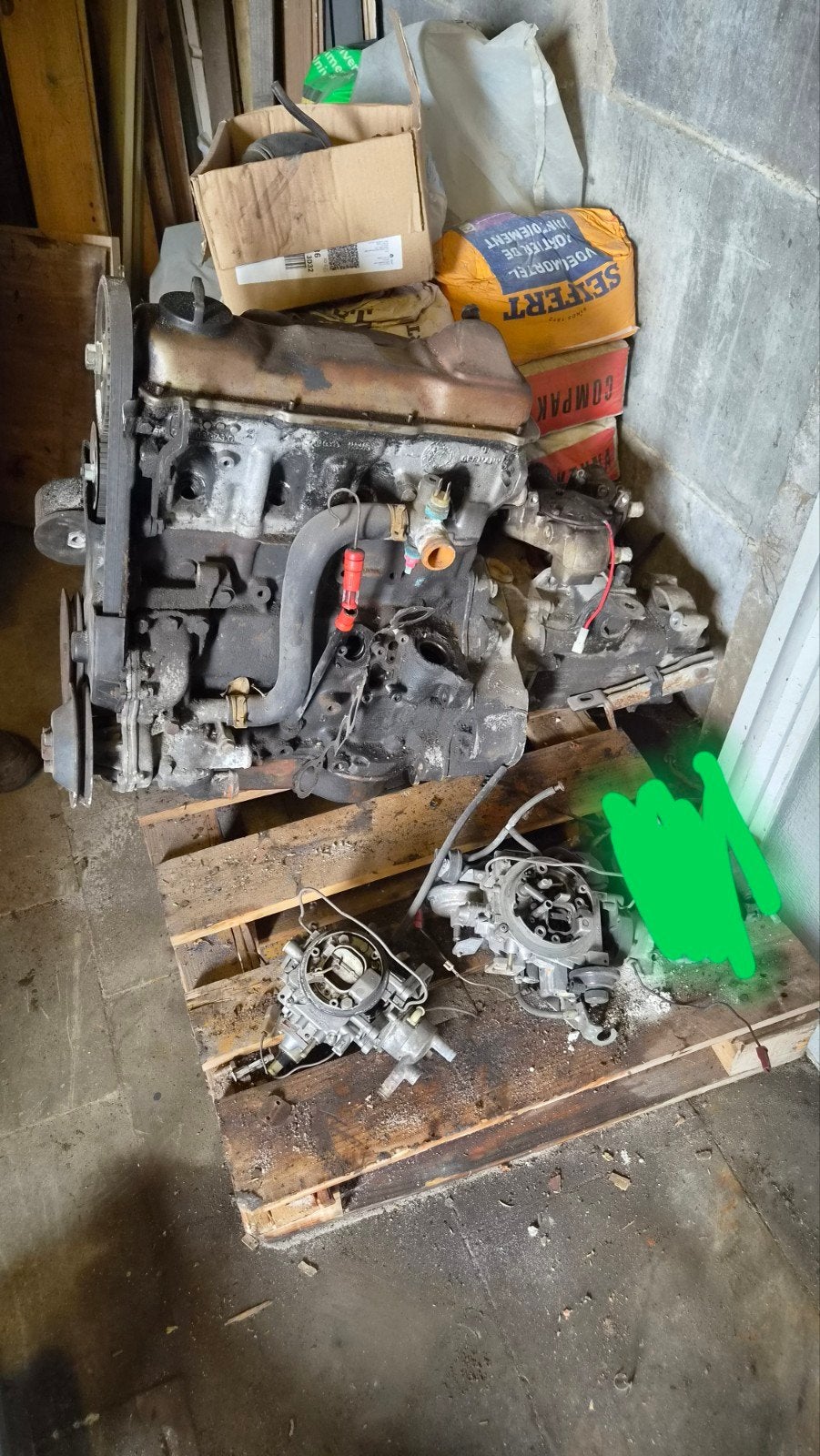 vw golf 1 1.8 motor + boite + 2 carbu pierburg 1B en 2E, Enlèvement, Utilisé, Volkswagen