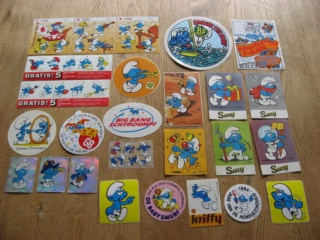 Smurfen Peyo Allerlei Vintage Stickers, Ophalen, Smurfen, Nieuw, Plaatje, Poster of Sticker
