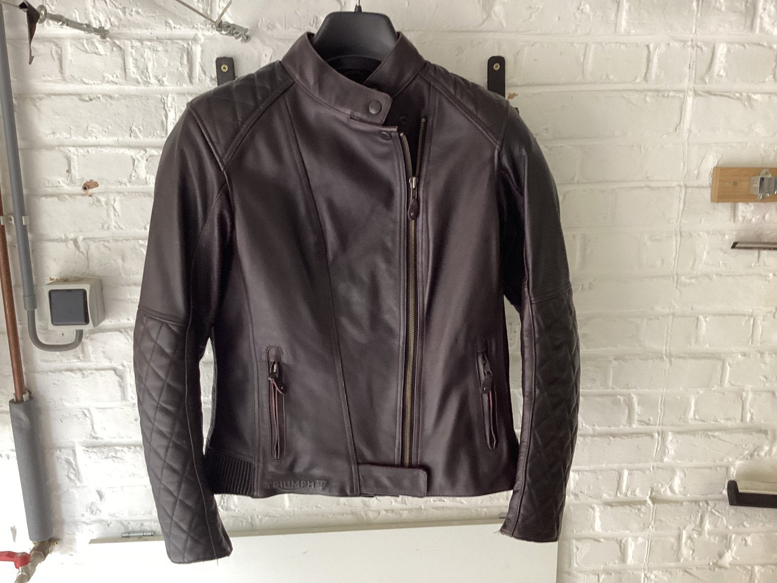 Leren motorjas voor dames Triumph maat M., Motoren, Ophalen, Tweedehands, Dames