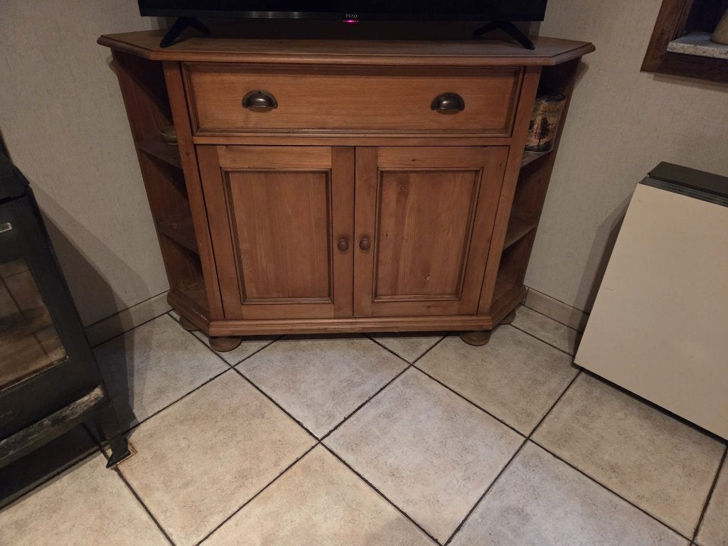 Grenen hoekkast voor tv, Moins de 100 cm, Enlèvement, Utilisé, 50 à 100 cm