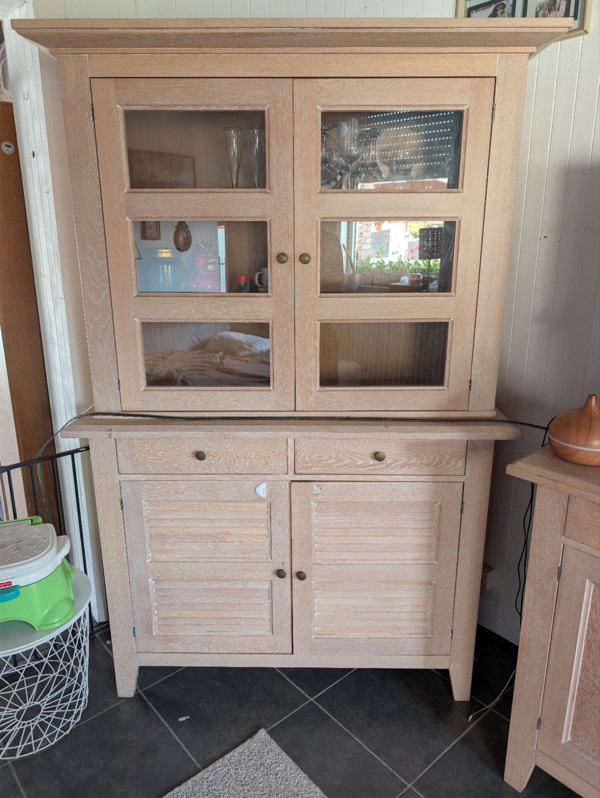 set 2 landelijke kasten + gratis extra kast, Ophalen, Gebruikt, Eikenhout