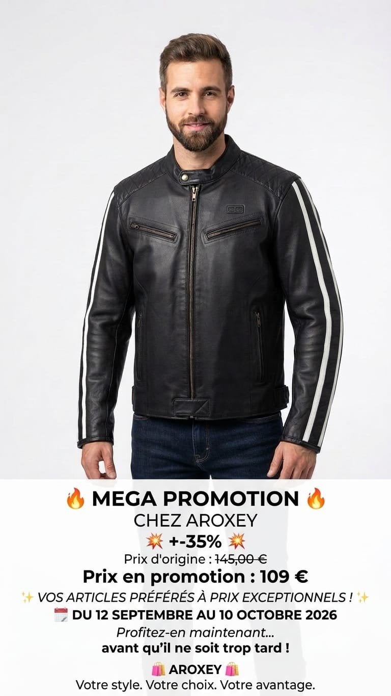 veste de Moto en cuir neuf CE protecteurs, Motos, Envoi, Neuf, avec ticket, Manteau | cuir