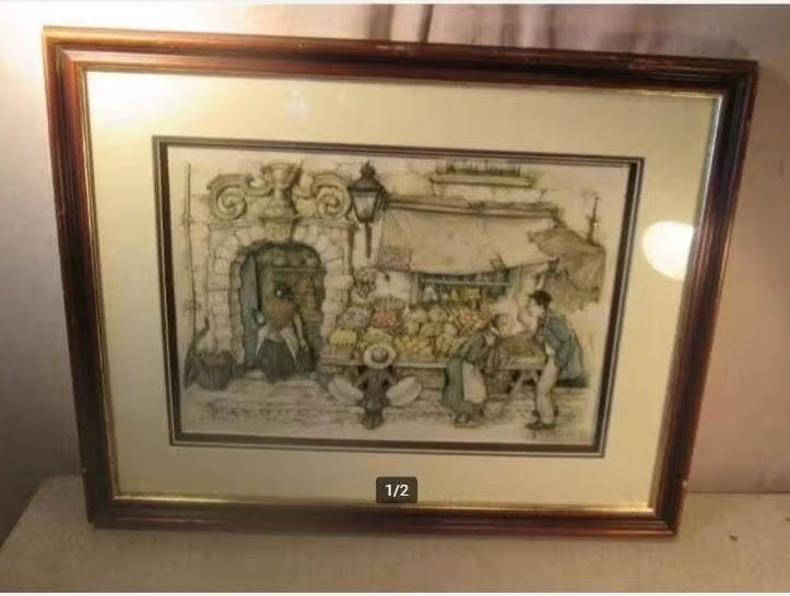 Mooie 3D Artprint 'Groenten en Fruit' - Anton Pieck, Ophalen of Verzenden, Zo goed als nieuw, Print, Oorspronkelijke maker