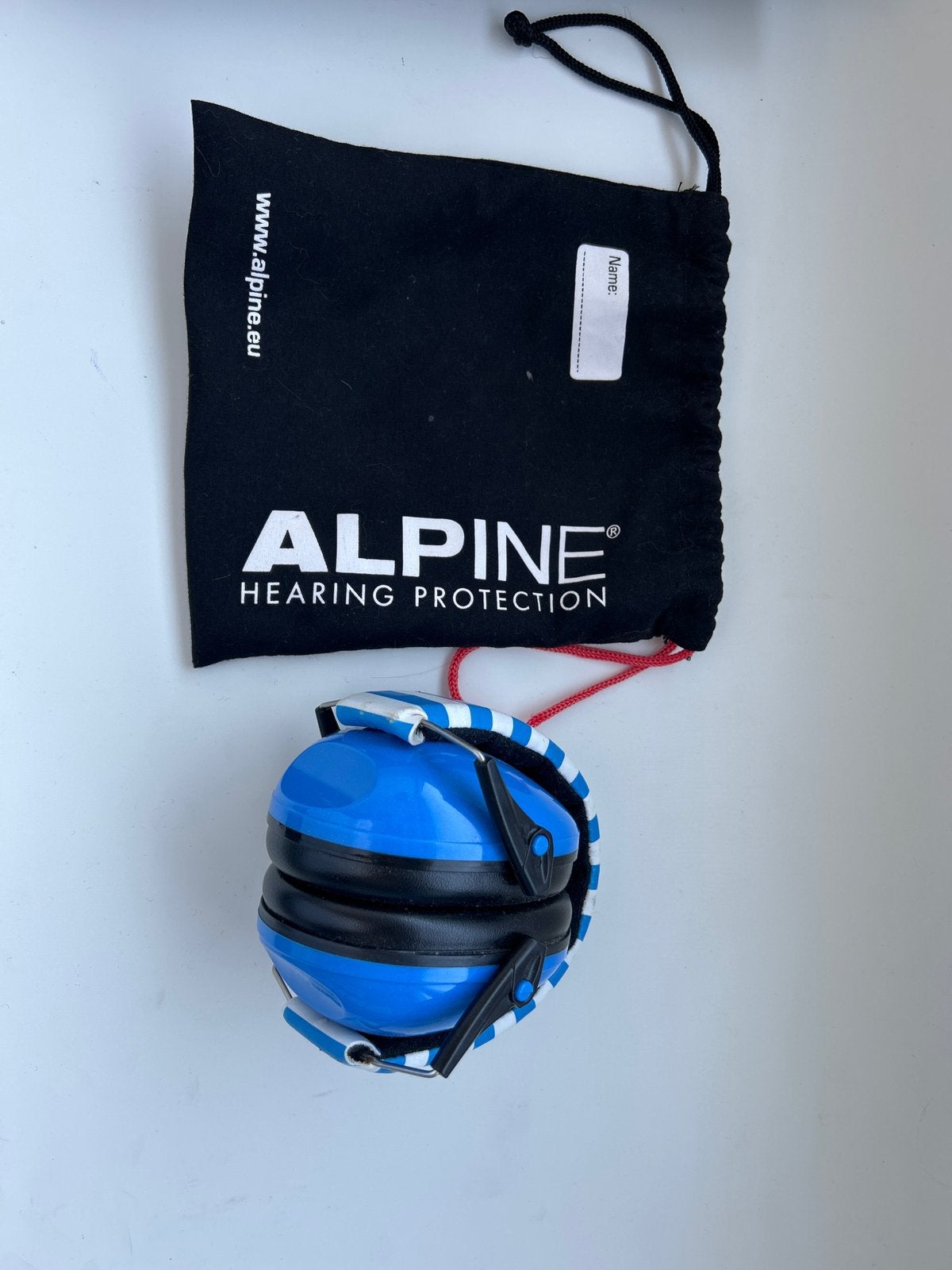 Alpine muffi koptelefoon blauw en wit, Audio, Tv en Foto, Hoofdtelefoons, Gebruikt, Gehoorbeschermer, Ophalen of Verzenden, Blauw