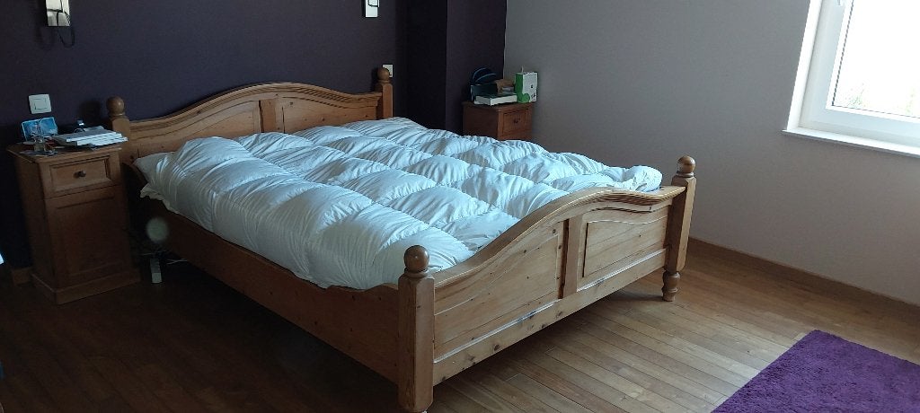 Lit en pin massif 160x200 cm, Maison & Meubles, Chambre à coucher | Lits, Enlèvement, Utilisé, 200 cm, Bois