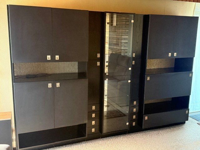 Wandkast wengé, Huis en Inrichting, Kasten | Wandmeubels, Ophalen, Gebruikt, 200 cm of meer, 300 cm of meer