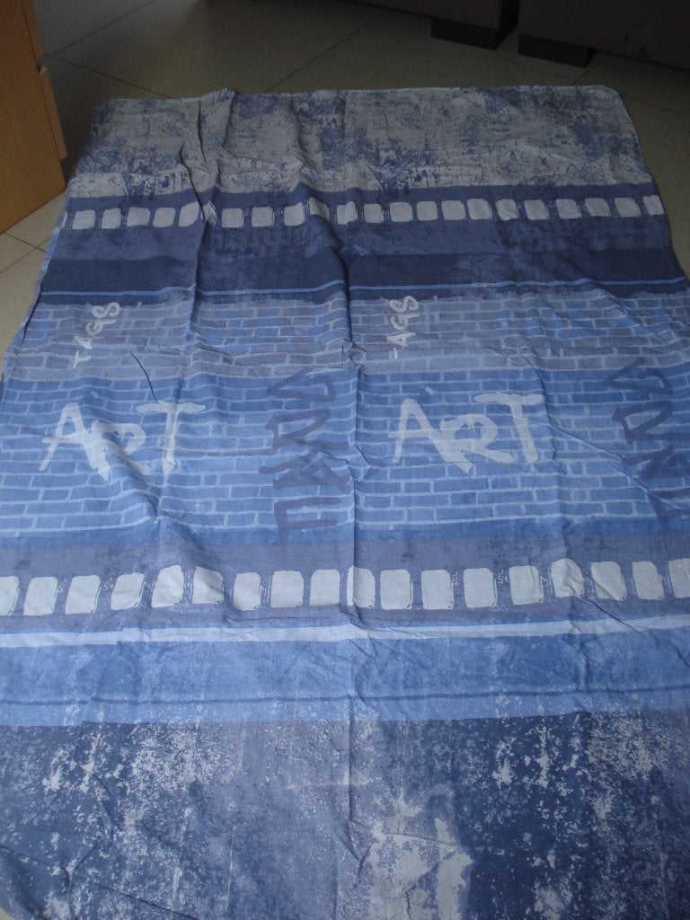 Set: 1 persoons dekbedovertrek + hoeslaken + sloop, Huis en Inrichting, Slaapkamer | Beddengoed, Gebruikt, Eenpersoons, Blauw