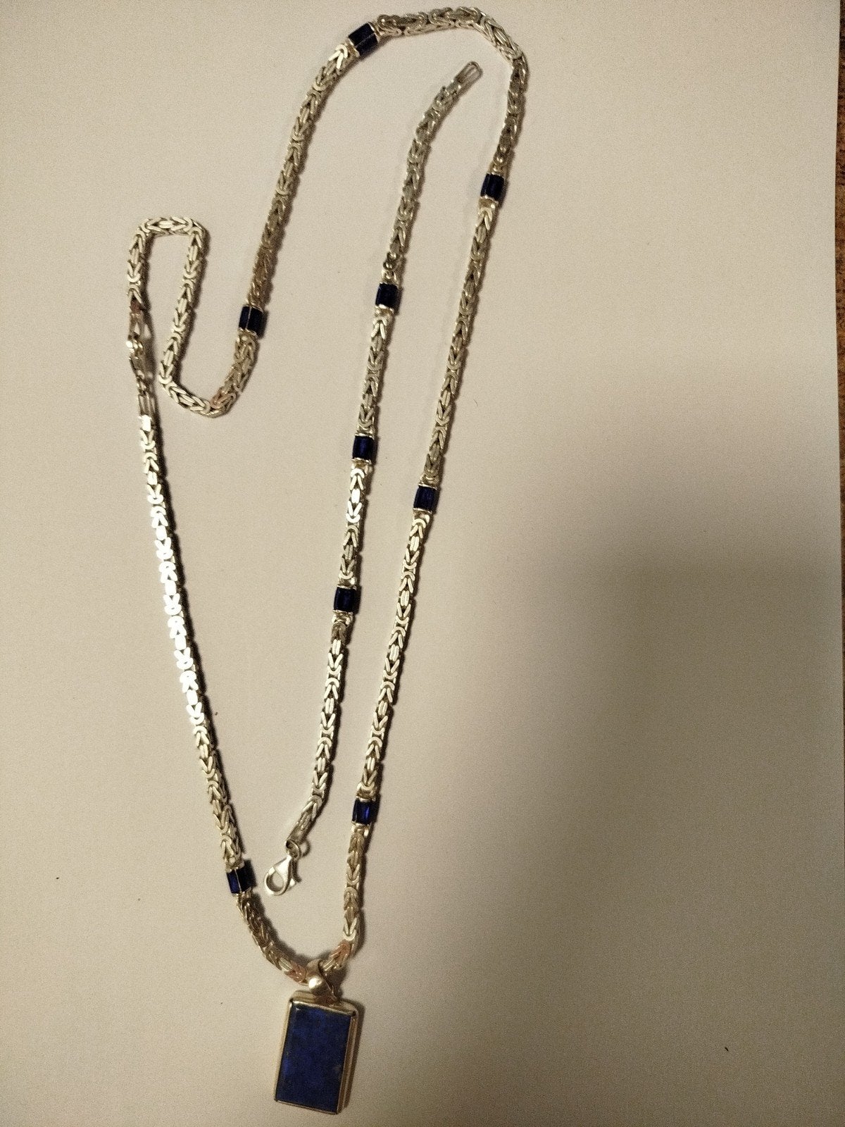 zilver ketting, Ophalen, Blauw, Zilver