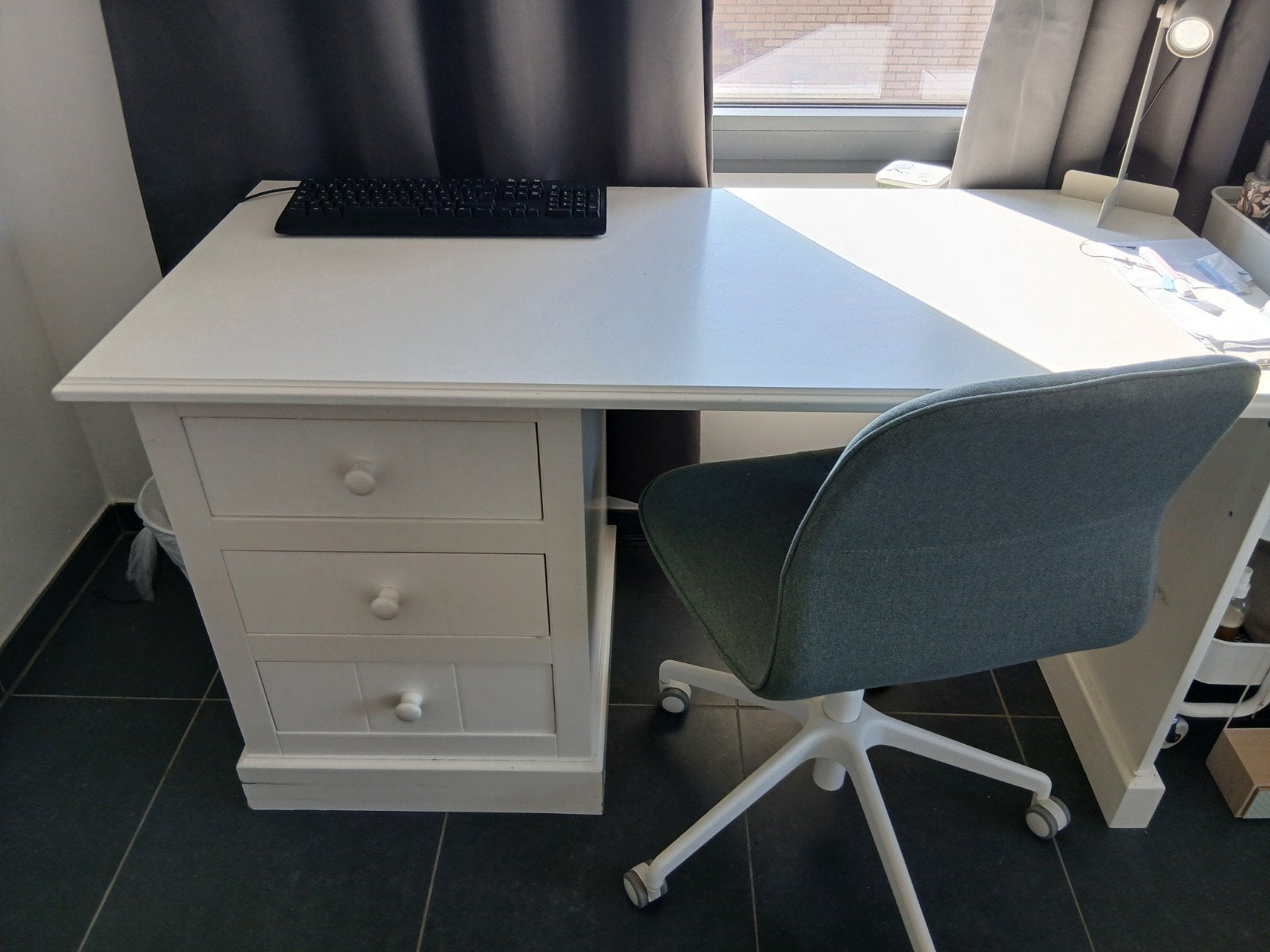 bureau, Enlèvement, Utilisé, Blanc, Bois