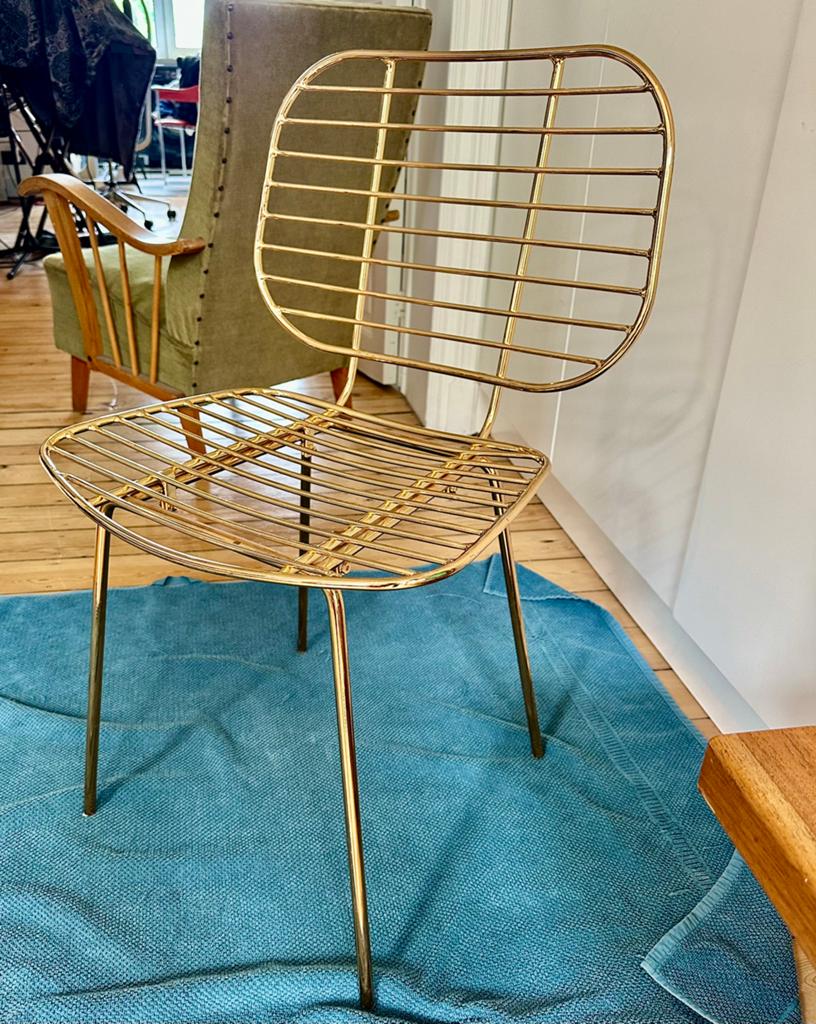Chaise design métallique doré/Style Wire Chair/Contemporain, Maison & Meubles, Enlèvement, Comme neuf, Métal