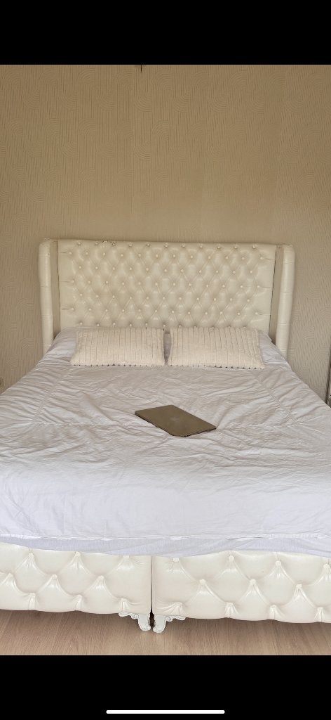 Wit tweepersoonsbed met opberg, Huis en Inrichting, Slaapkamer | Bedden, Gebruikt, Tweepersoons, Overige materialen, Wit, Ophalen