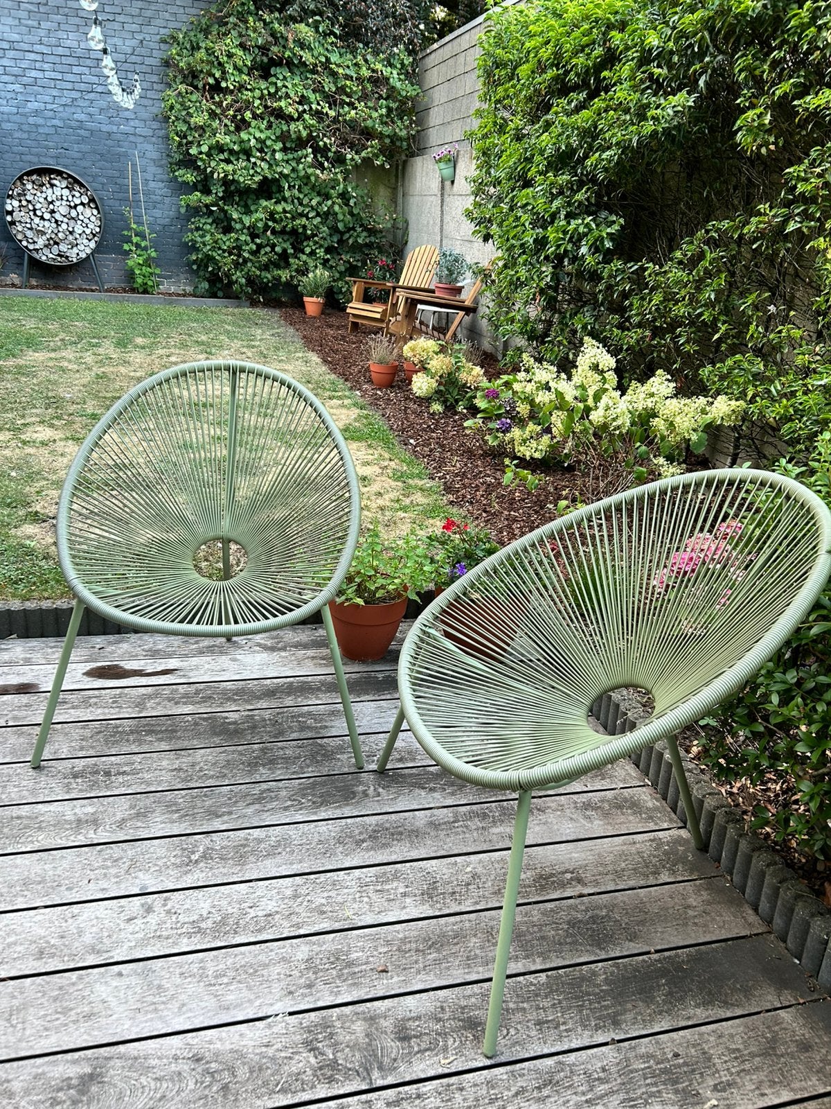 Draadstoelen groen, Tuin en Terras, Ophalen, Zo goed als nieuw