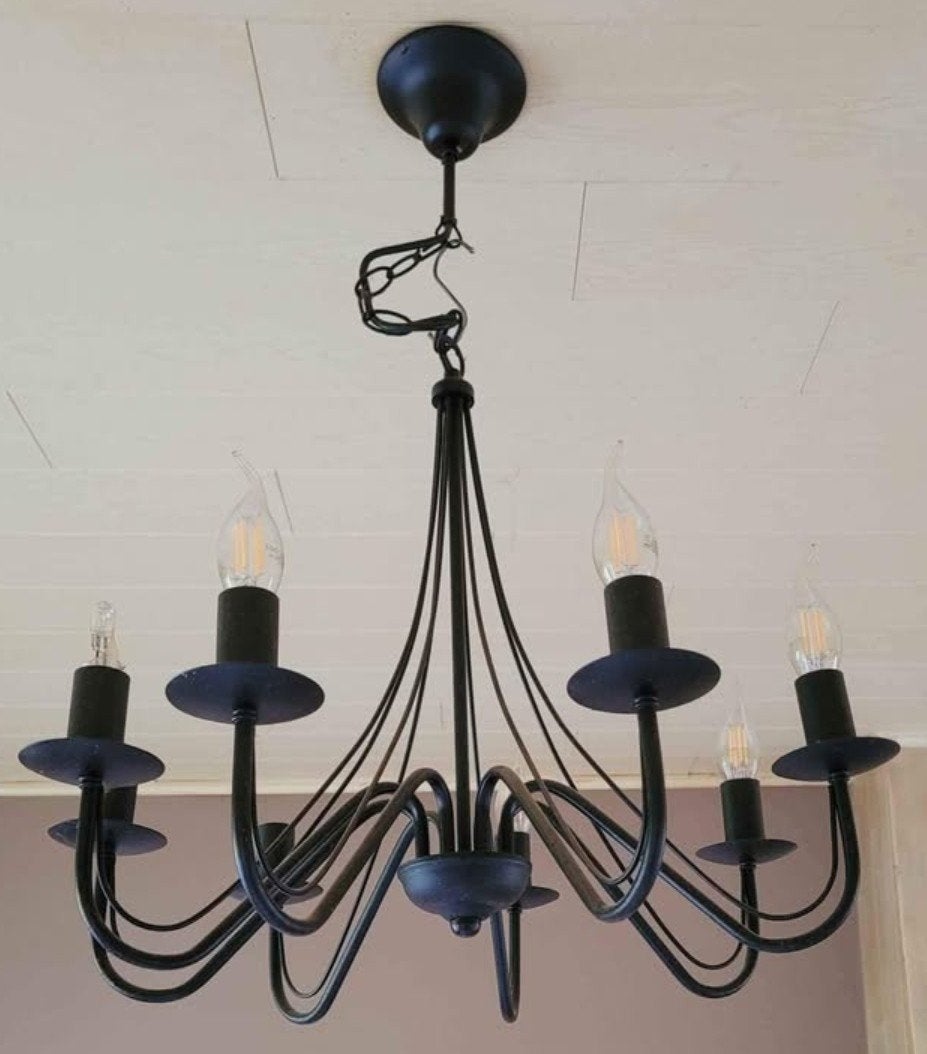 Lustre en fer forgé 8 branches, Enlèvement, Utilisé, Autres matériaux