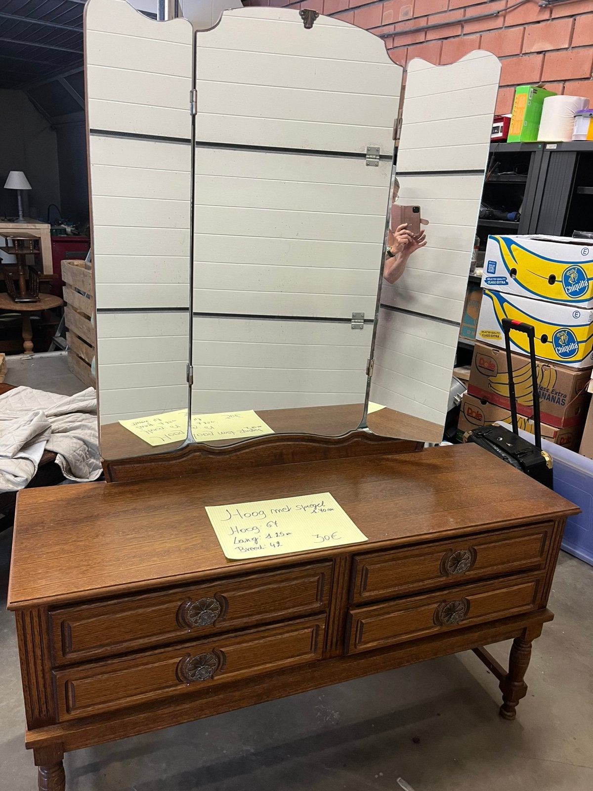 Vintage kast met spiegel, Antiek en Kunst, Ophalen