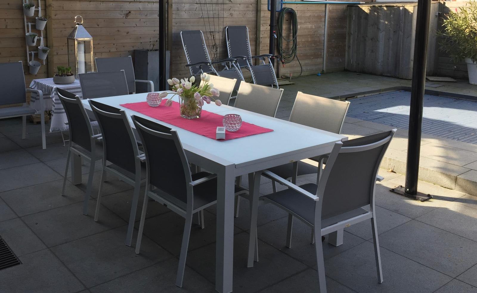 Belle table de jardin avec 10 chaises, Jardin & Terrasse, Enlèvement, Comme neuf